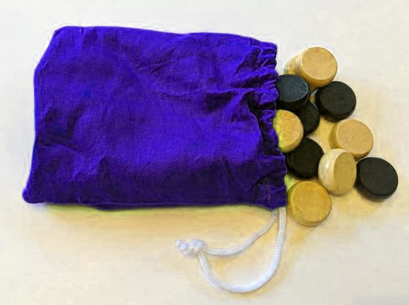 Crokinole Checkers (Light and Dark) with Drawstring Bag