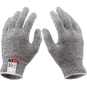 Cut Resistant Gloves - Gray, High Performance Level 5 Protection, Food Grade