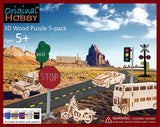 Original Hobby Vehicle 3D Puzzles (Set of 5 Includes Locomotive, Helicopter, Pirate Ship, Lifeboat, and Airplane) with 5 Sets of Paints