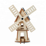 Original Hobby Wood Craft 3D Puzzle (Solar-Powered Windmill) with 5 Paints