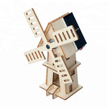 Original Hobby Wood Craft 3D Puzzle (Solar-Powered Windmill) with 5 Paints
