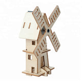 Original Hobby Wood Craft 3D Puzzle (Solar-Powered Windmill) with 5 Paints